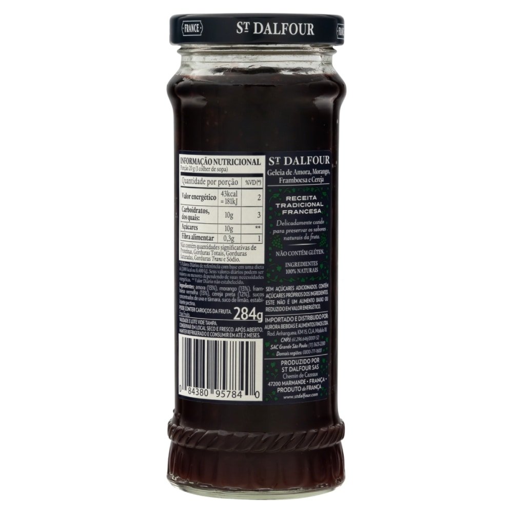 Geleia St Dalfour Francesa Damasco Quatro Frutas, 100% Frutas 284g