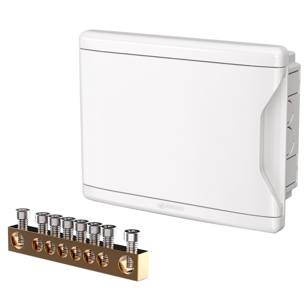Quadro Distribuição Krona  8 DIN 6 NEMA com Barramento Embutir