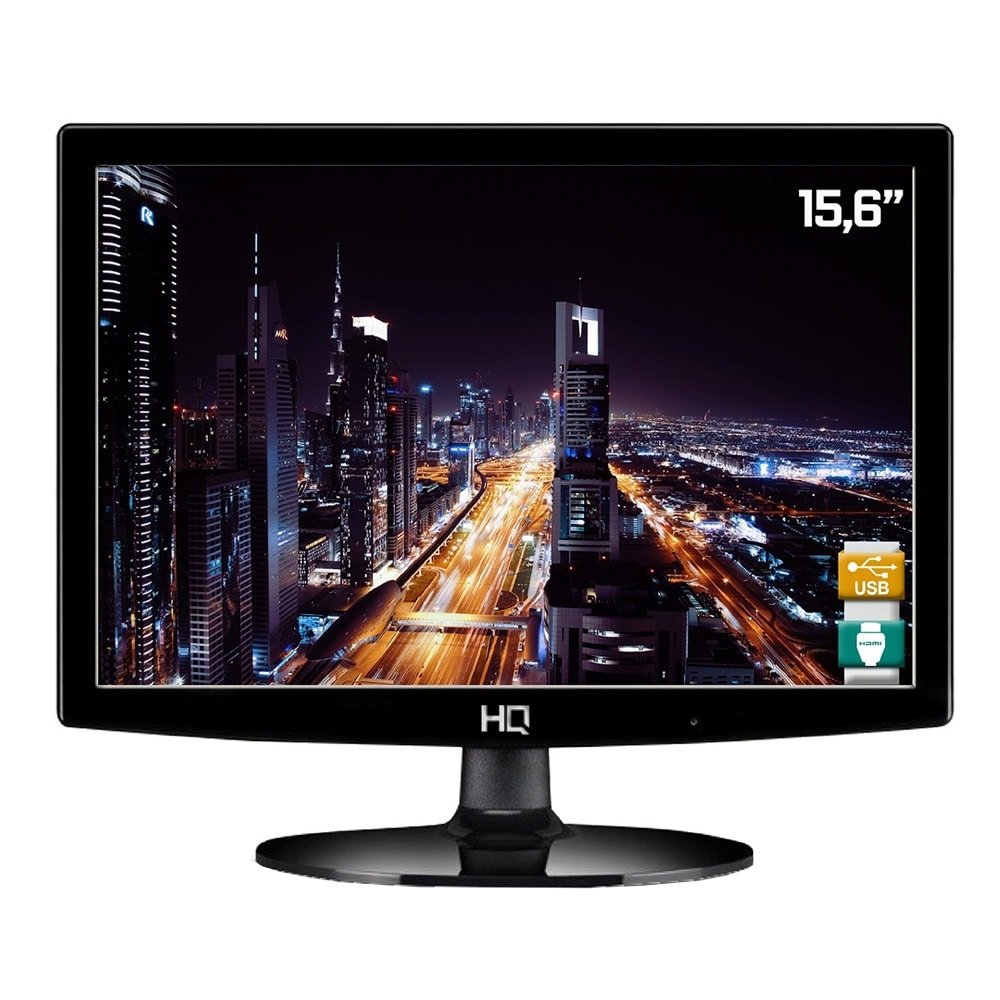Monitor LED 15.6" HQ 15HQ-LED, HD - Resolução 1280 x 800, Widescreen, HDMI, VGA, 75Hz