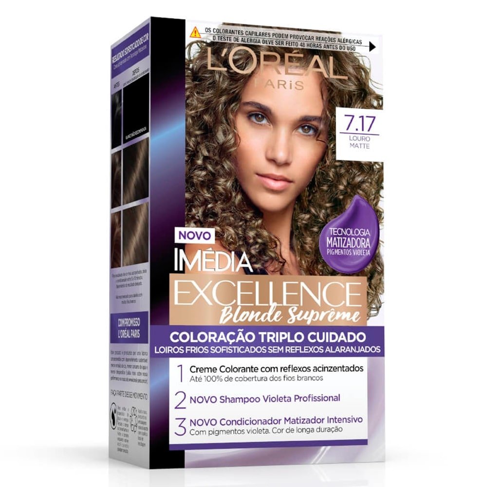Tintura Imédia Excellence Blonde Supreme 7.17 Louro Matte 47g