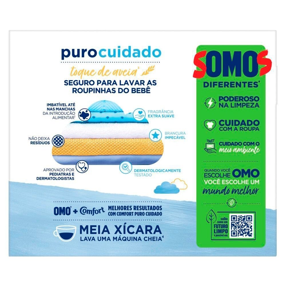 Sabão em Pó Omo Puro Cuidado 800g - Embalagem com 20 Unidades