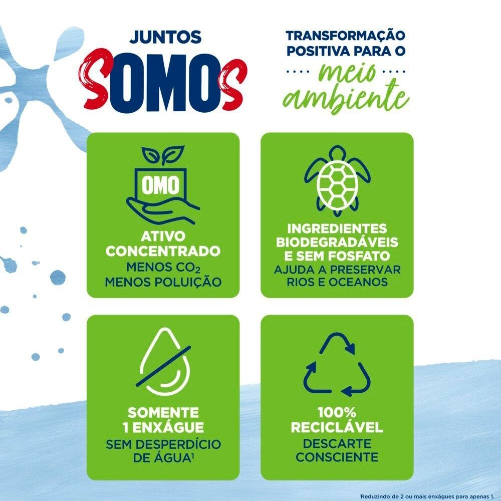 Sabão em Pó Omo Puro Cuidado 800g - Embalagem com 20 Unidades
