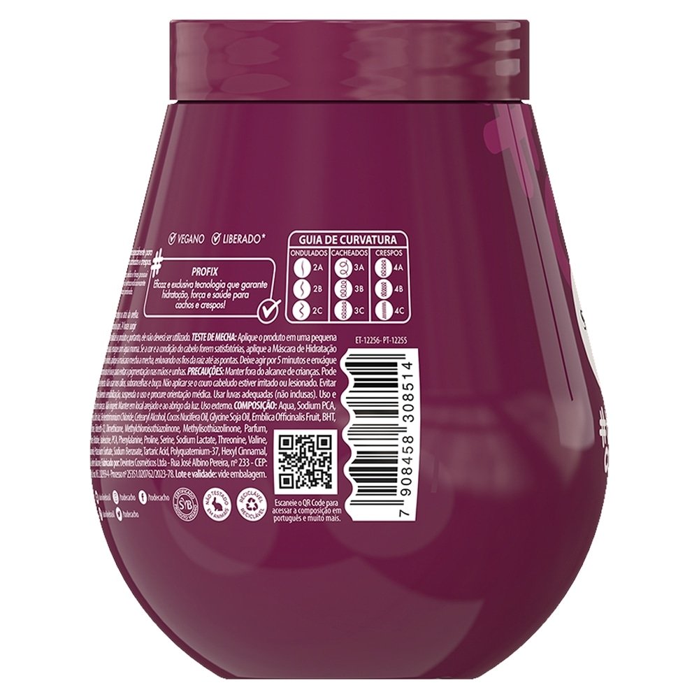 Máscara Hidratação Salon Line Tô de Cachos Matizadora Marsala Roxo 500g