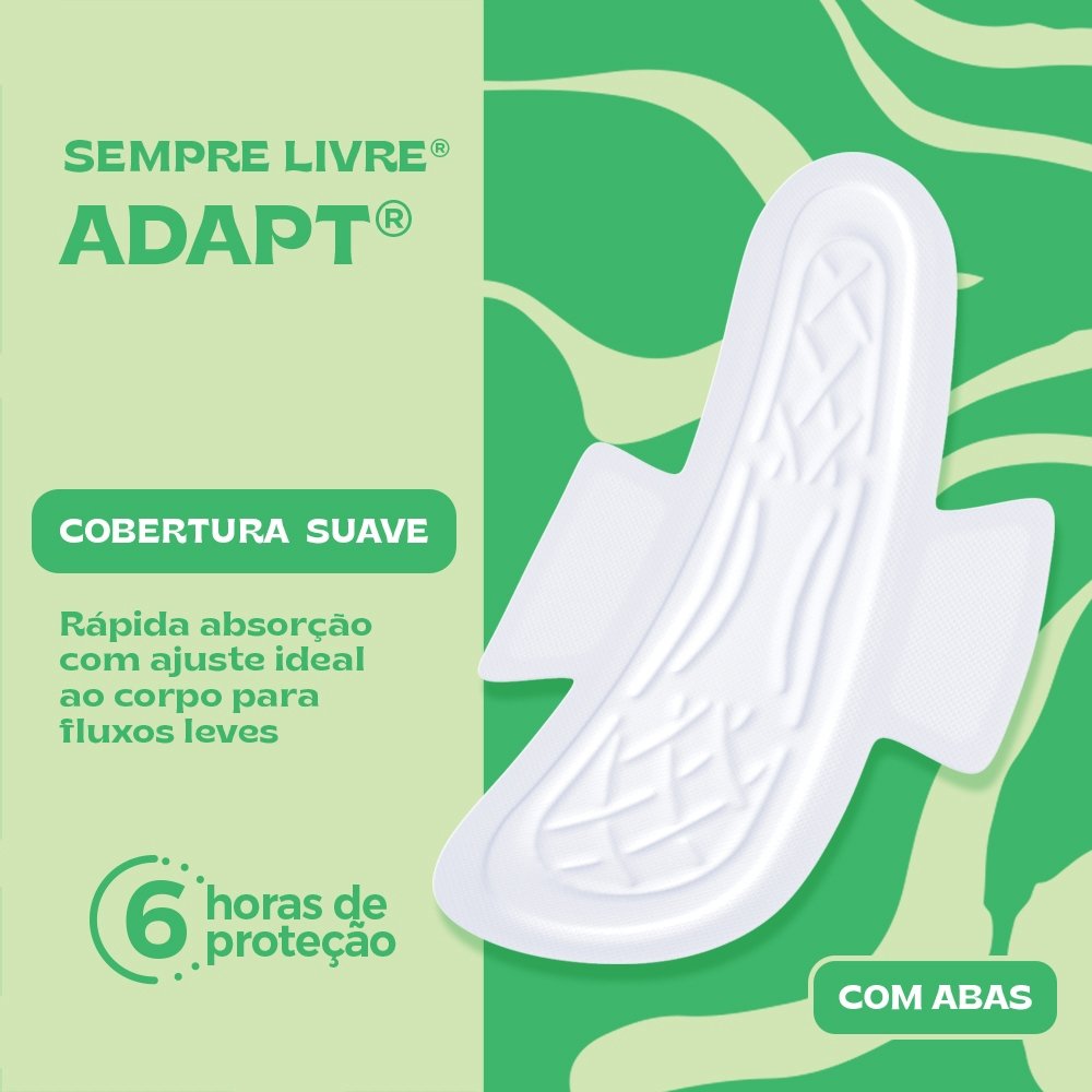 Absorvente Sempre Livre Adapt Suave com Abas -Embalagem com 32 Unidades