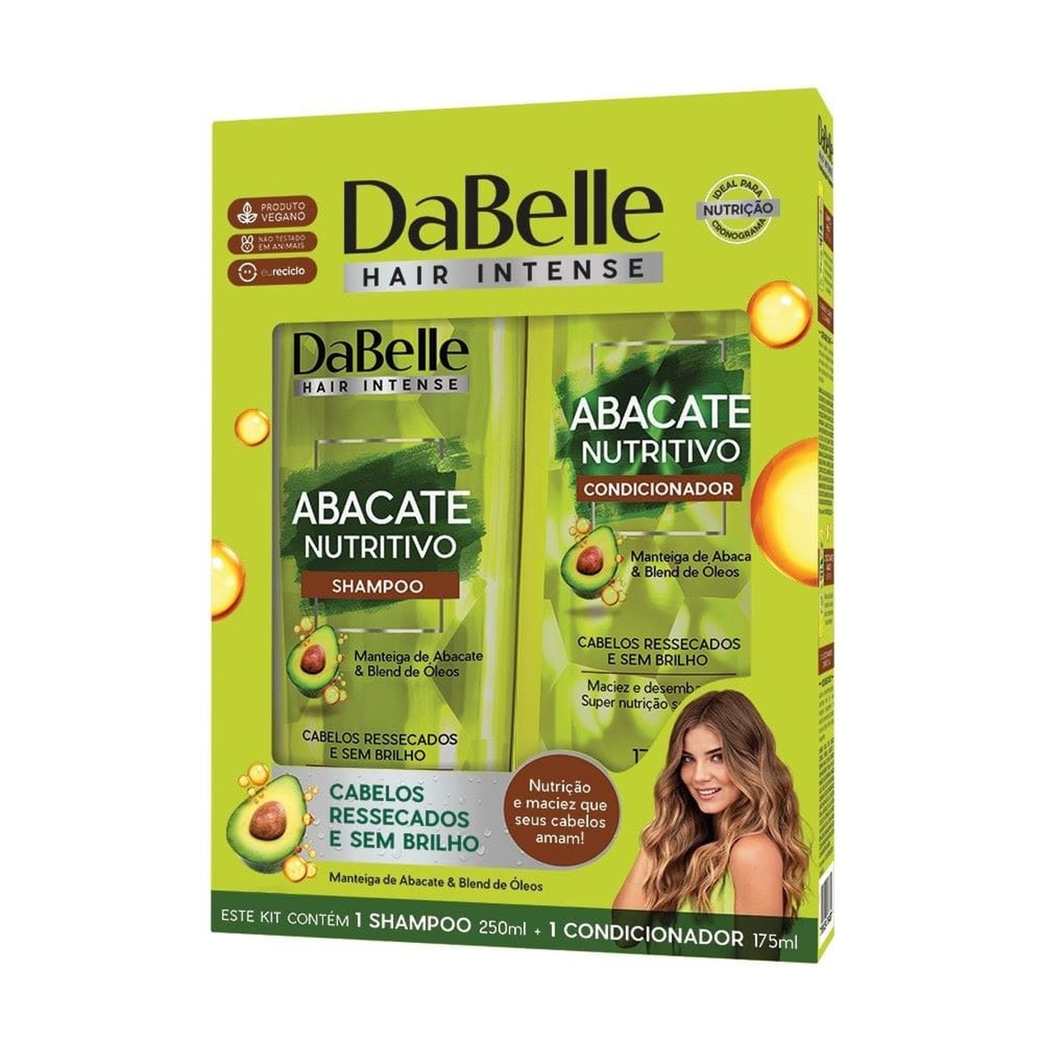 Kit DaBelle Hair Intense Abacate Nutritivo - Shampoo 250ml + Condicionador 175ml