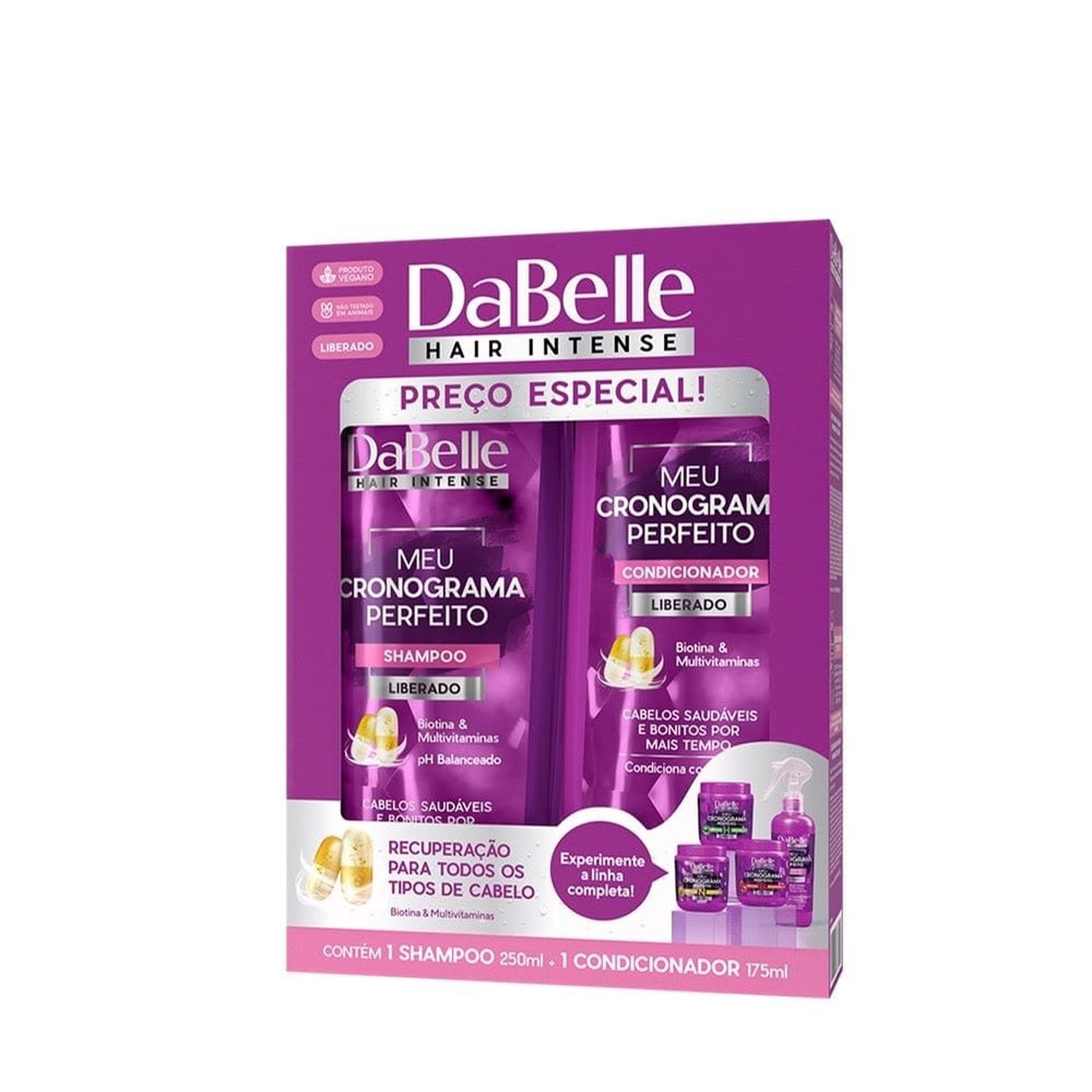 Kit DaBelle Hair Intense Meu Cronograma Perfeito - Shampoo 250ml + Condicionador 175ml