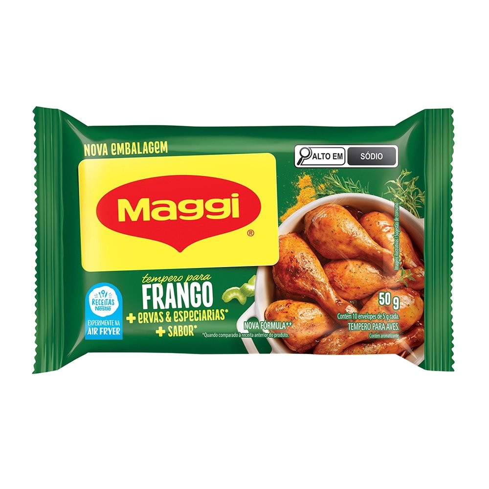 Tempero Maggi Sabor Frango 50g - Embalagem com 10 Unidades