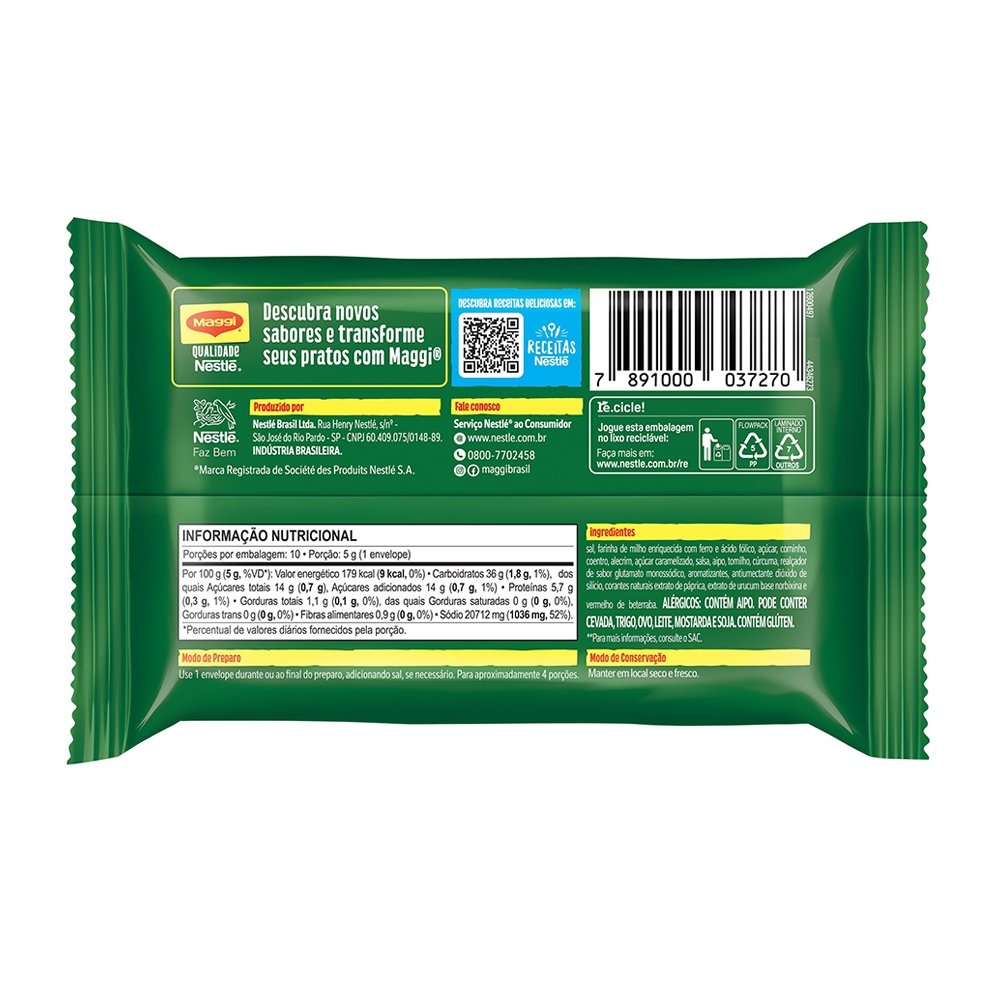 Tempero Maggi Sabor Frango 50g - Embalagem com 10 Unidades