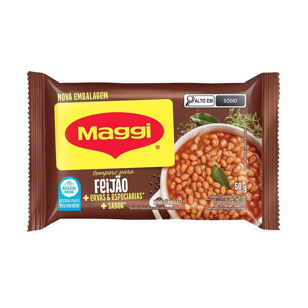 Tempero Maggi Sabor Feijão 50g - Embalagem com 10 Unidades