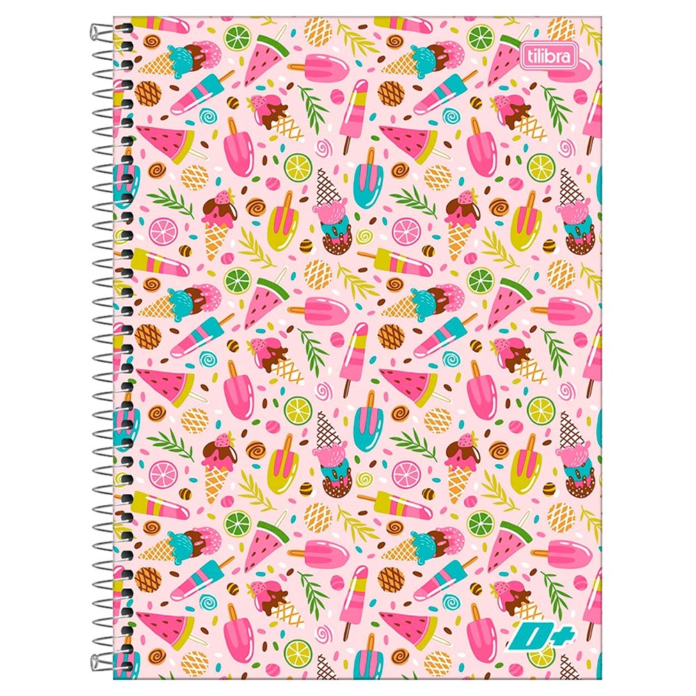 Caderno Espiral Tilibra Universitário Capa Dura Mais+ Feminino 1 Máteria 96 Folhas - Embalagem com 4 Unidades