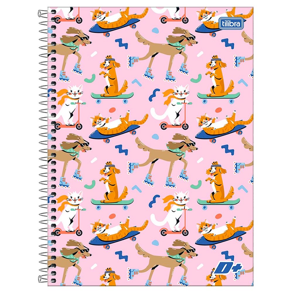 Caderno Espiral Tilibra Universitário Capa Dura Mais+ Feminino 1 Máteria 96 Folhas - Embalagem com 4 Unidades