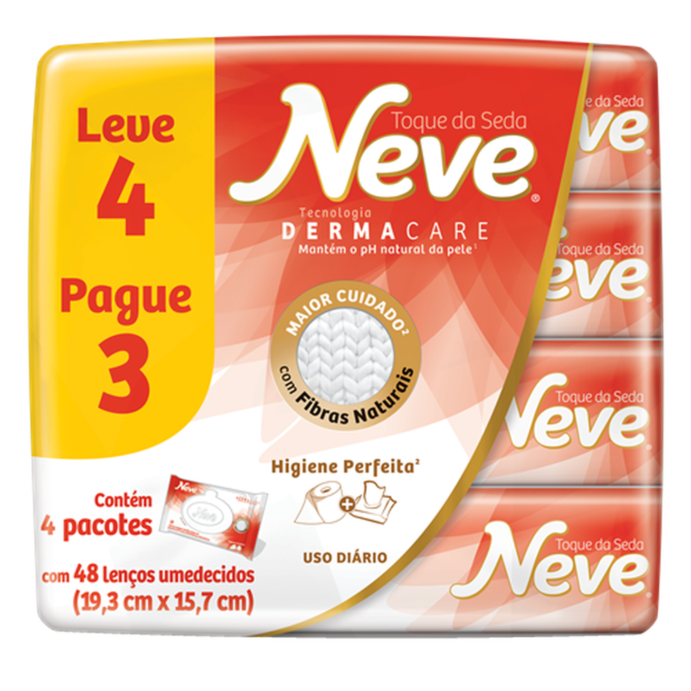 Lenço Umedecido Neve Toque De Seda Leve 4 Pague 3 Com 48