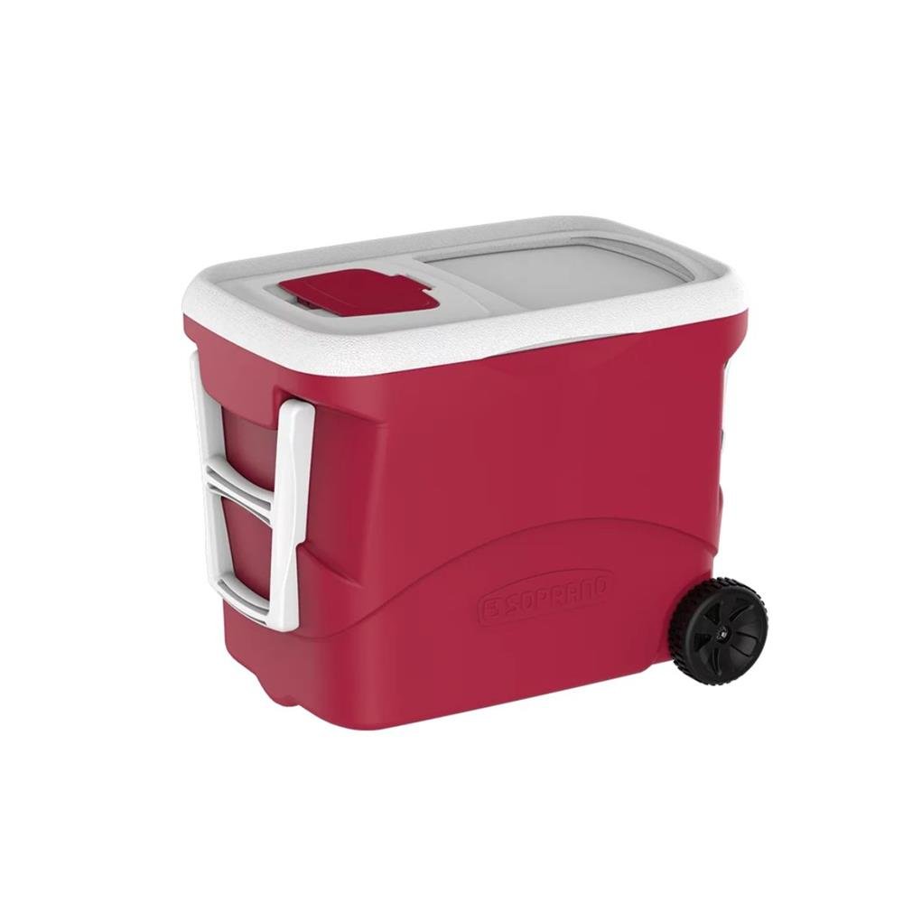 Caixa Térmica Cooler c/ Rodas 50L Tropical - Soprano Vermelha