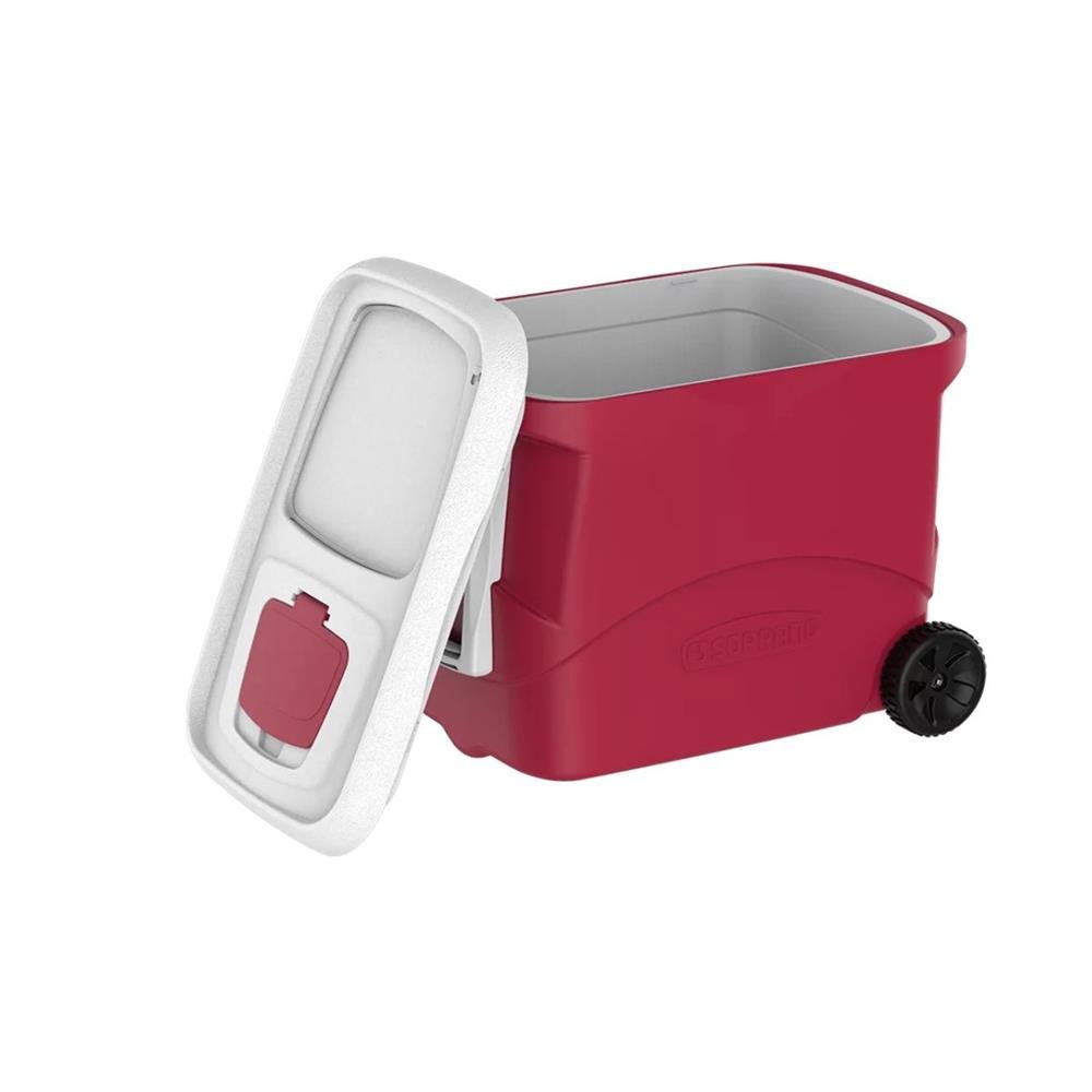 Caixa Térmica Cooler c/ Rodas 50L Tropical - Soprano Vermelha