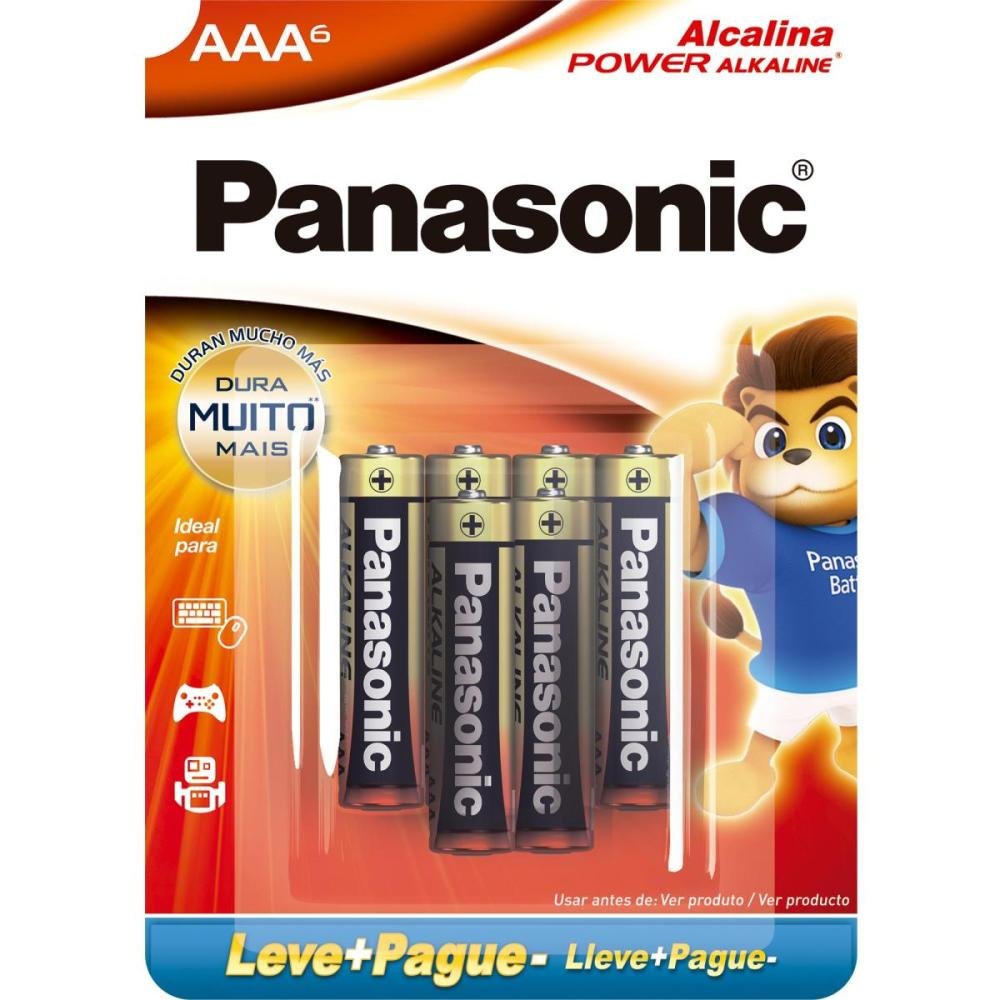 Pilha Alcalina Aaa Palito Panasonic 06 Unidades Lr03xab/6B192