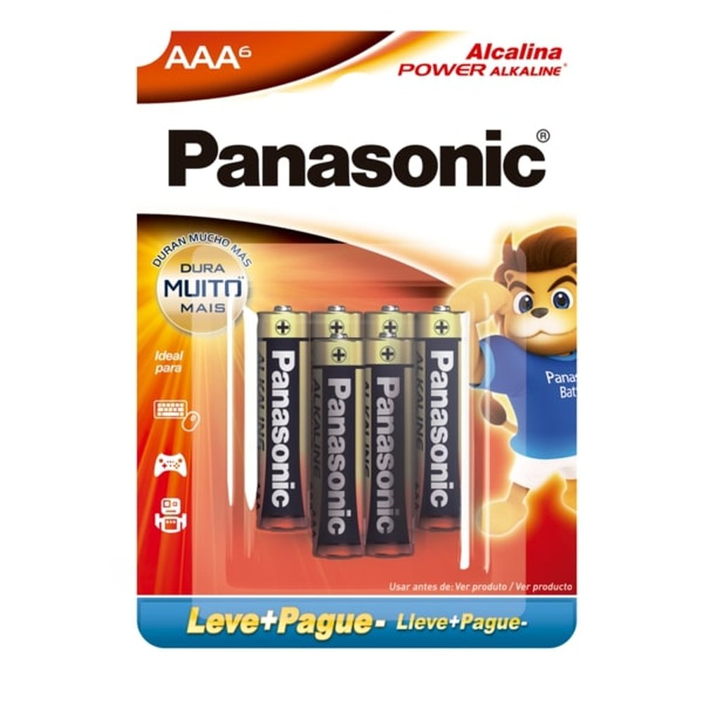 Pilha Alcalina Aaa Palito Panasonic 06 Unidades Lr03xab/6B192