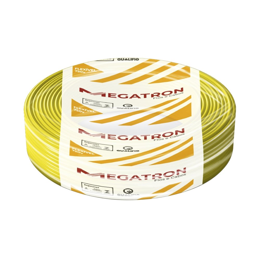 Cabo Flexível Megatron 2,5MMx100M Rolo 750V Amarelo
