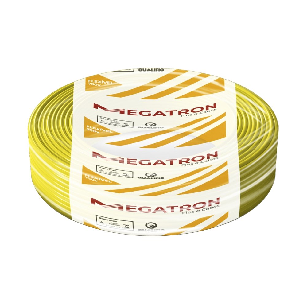 Cabo Flexível Megatron 6MMx100M Rolo 750V Amarelo