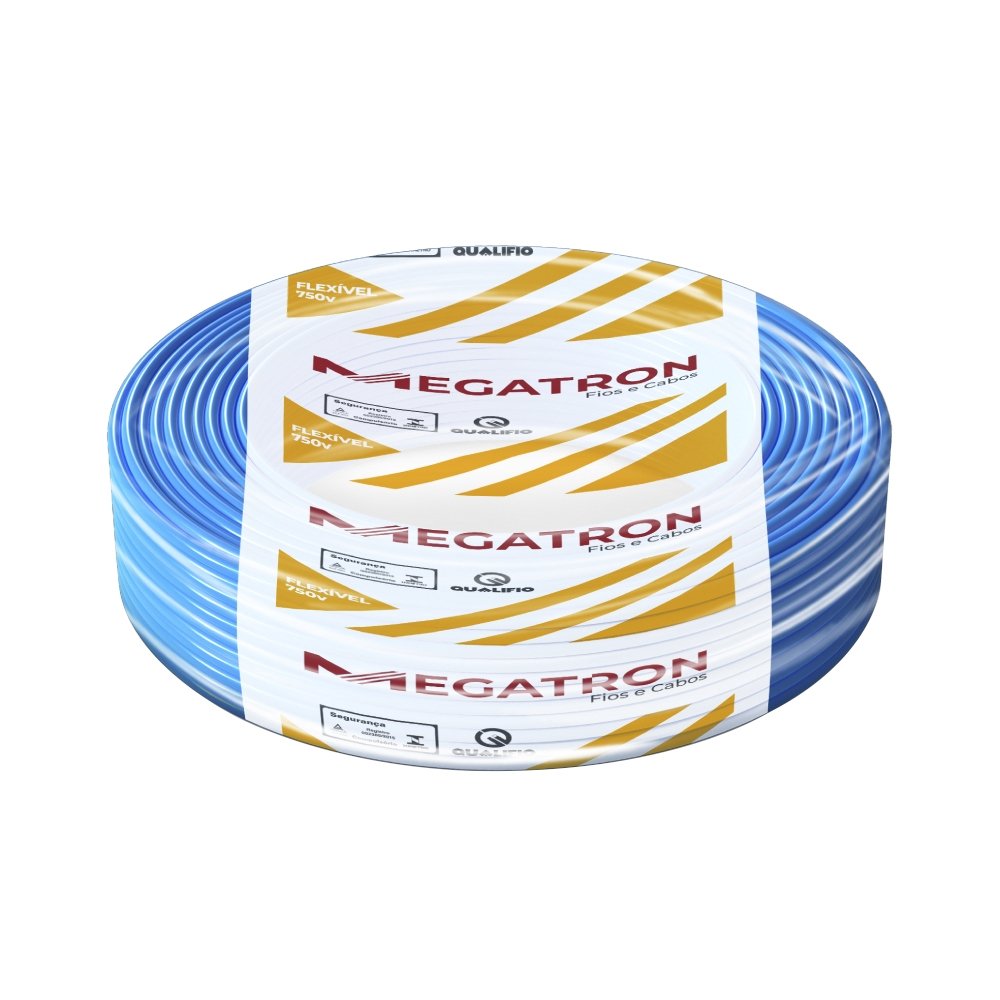 Cabo Flexível Megatron 2,5MMx100M Rolo 750V Azul