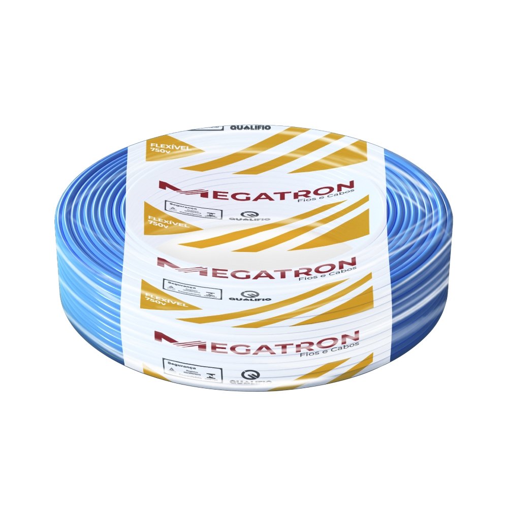 Cabo Flexível Megatron 4mm x 100m Rolo 750V Azul