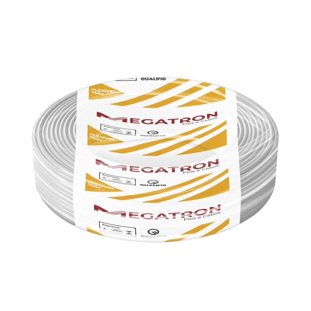 Cabo Flexível Megatron 6MMx100M Rolo 750V Branco