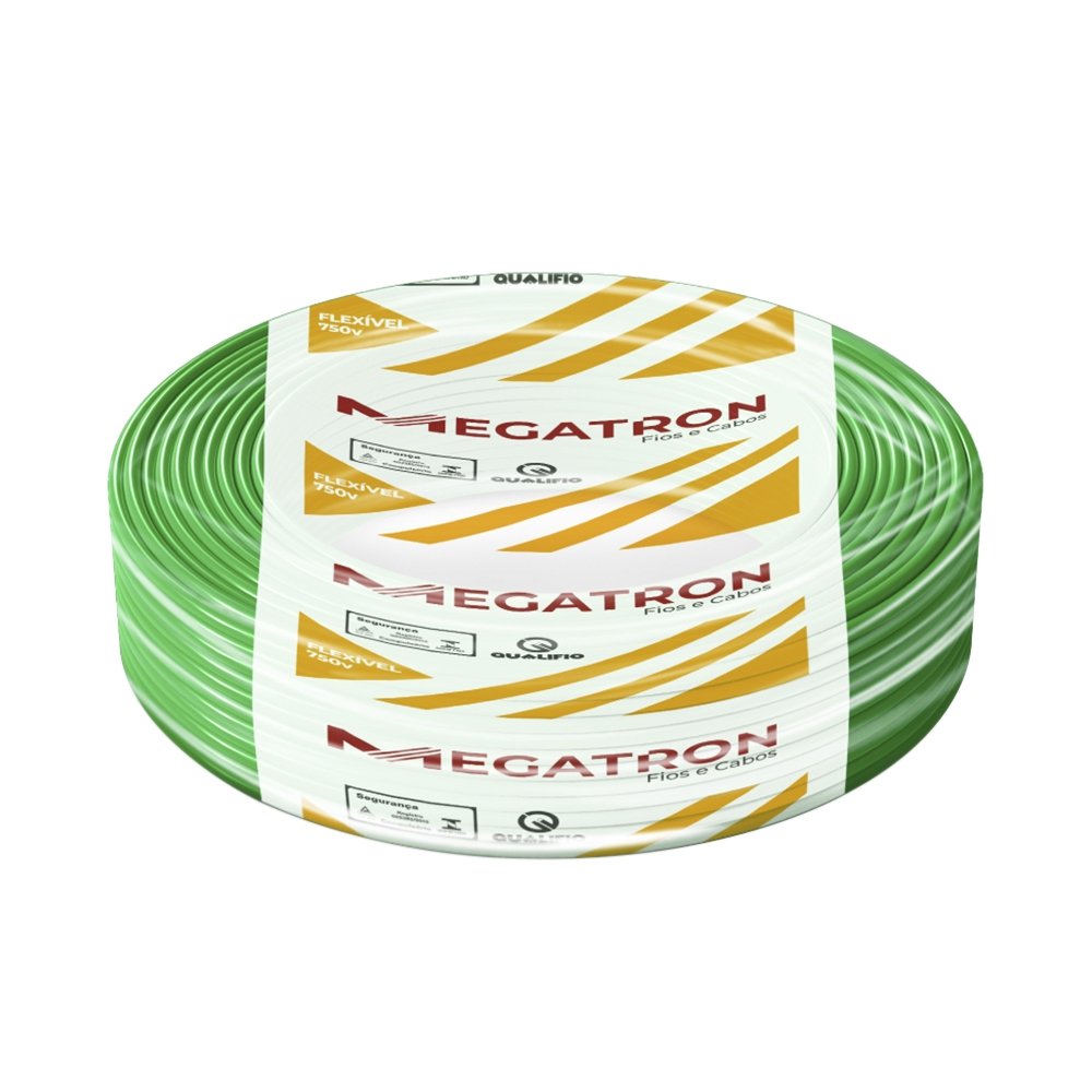 Cabo Flexível Megatron 6MMx100M Rolo 750V Verde