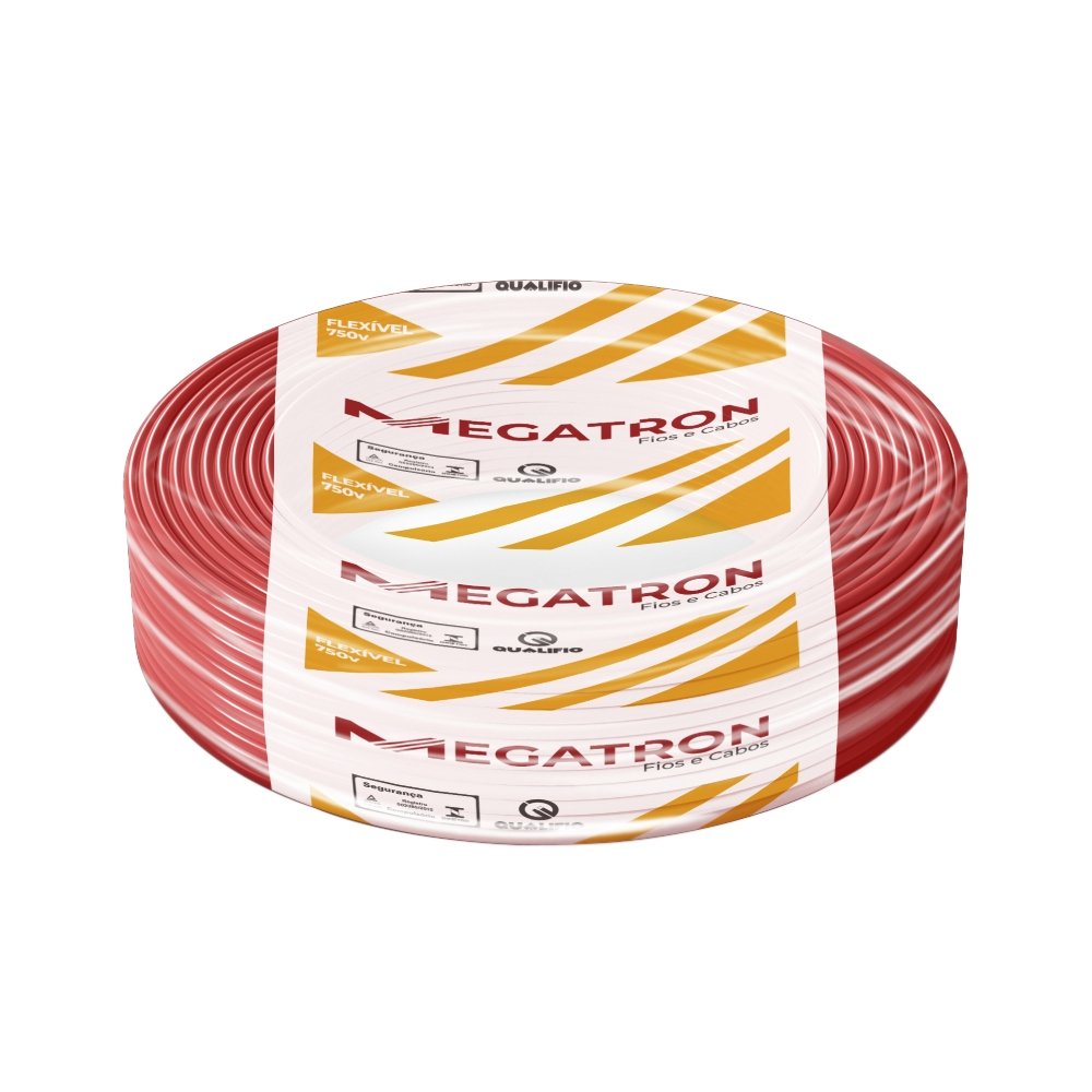 Cabo Flexível Megatron 4mm x 100m Rolo 750V Vermelho