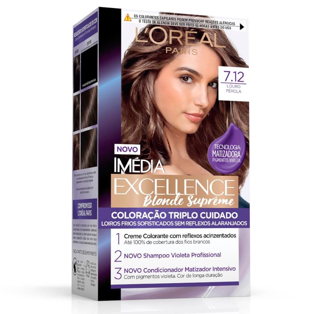 Tintura Imédia Excellence Blonde Supreme 7.12 Louro Pérola 47g