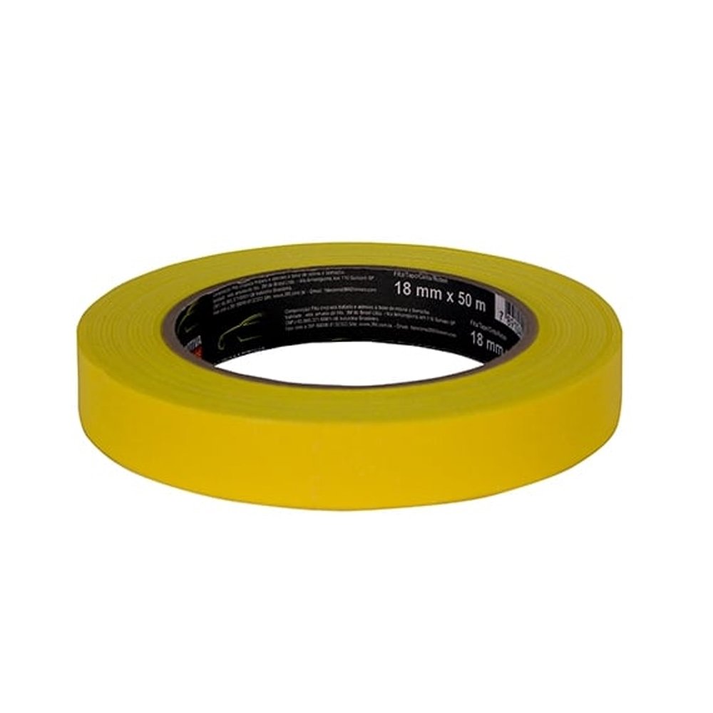 Fita Crepe 3M Automotiva Amarela 18mmx40m - Embalagem com 12 Unidades