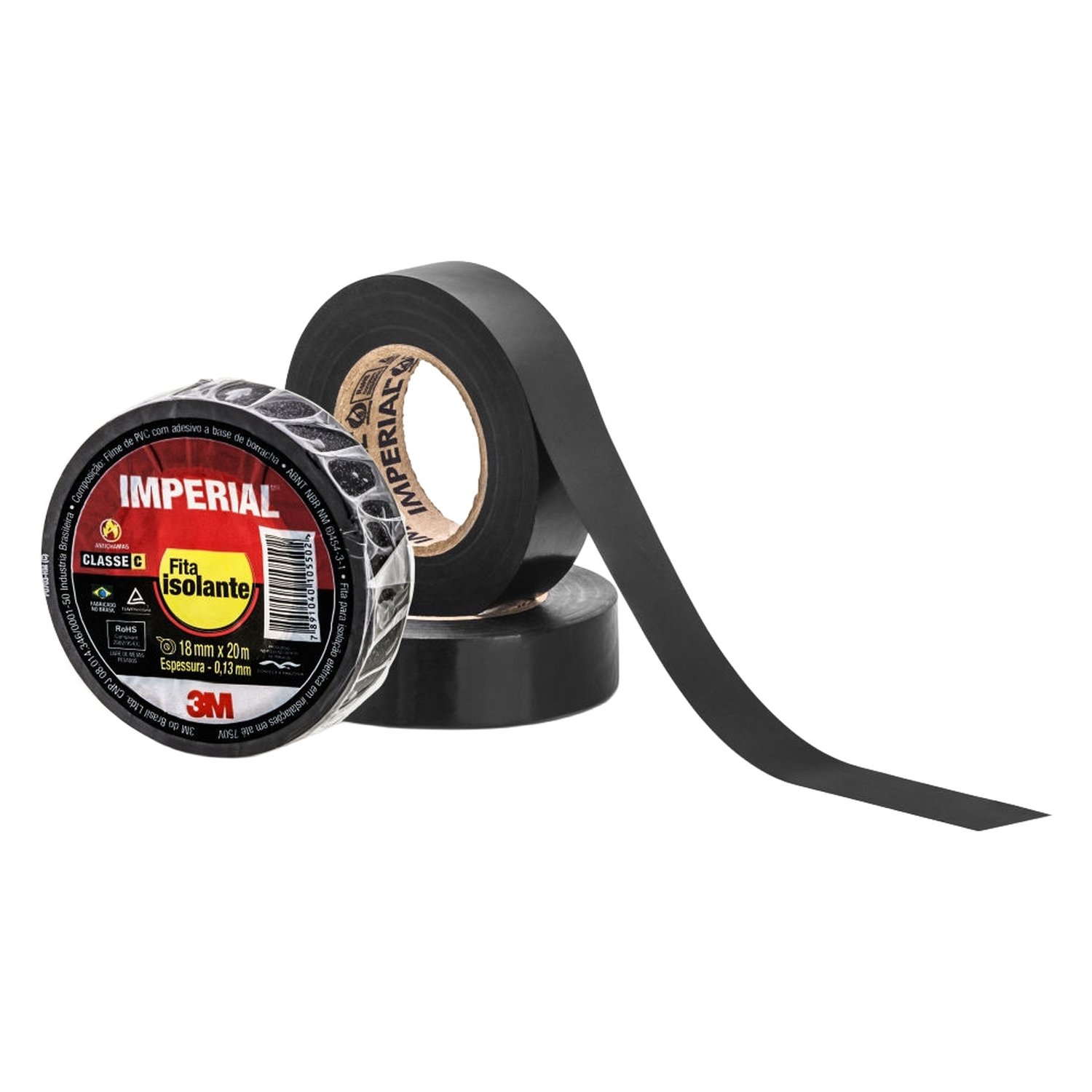 Fita Isolante 3M Imperial 18mmx20m Preta - Embalagem com 10 Unidades