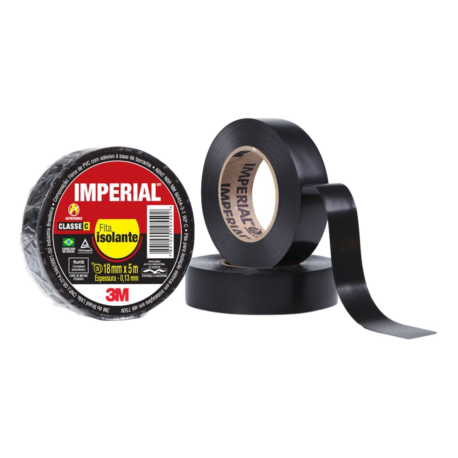 Fita Isolante 3M Imperial 18mmx5m Preta - Embalagem com 10 Unidades