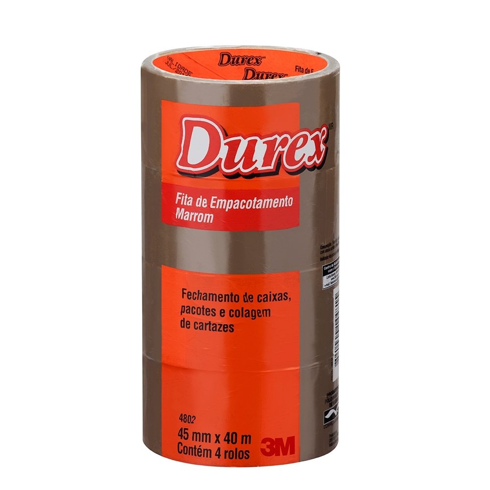 Fita Empacotamento 3M 45mmx40m Durex Marron Acrílica - Embalagem com 4 Unidades