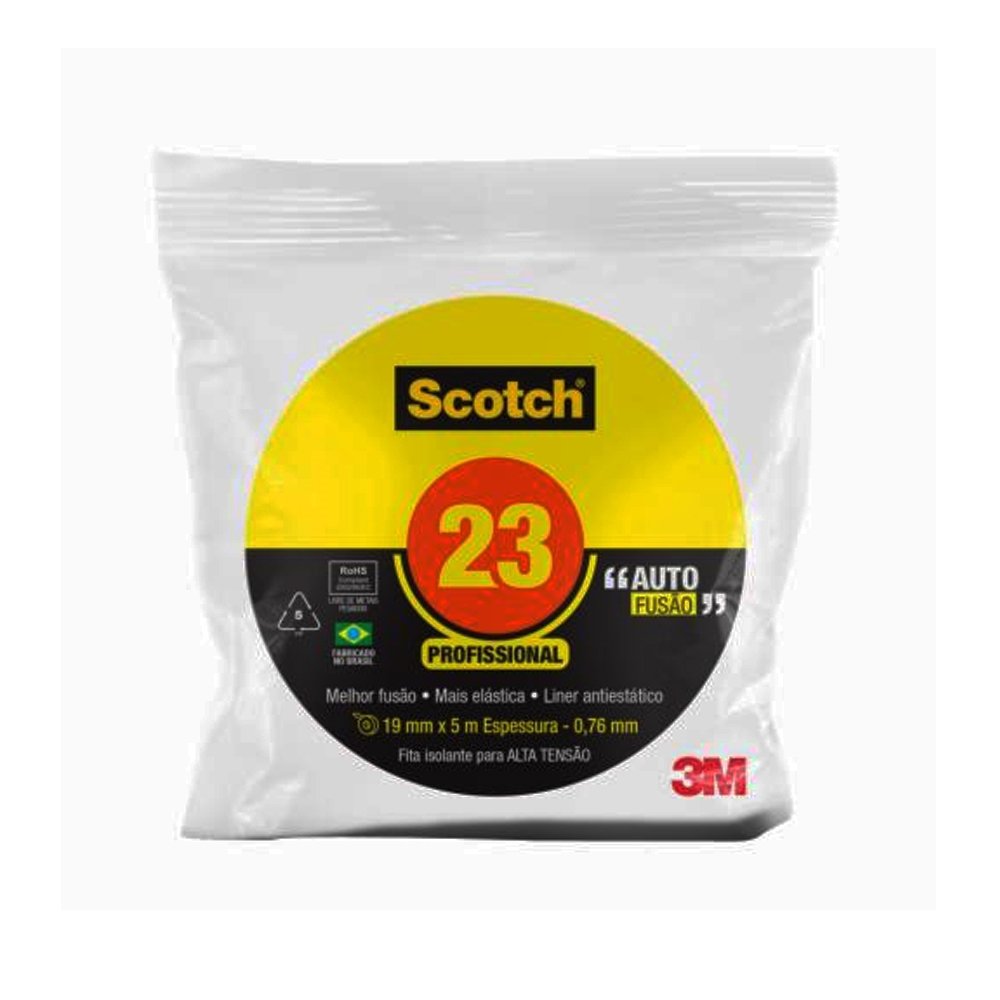 Fita Isolante 3m Auto Fusão Scotch 23 + 19mm x 5m
