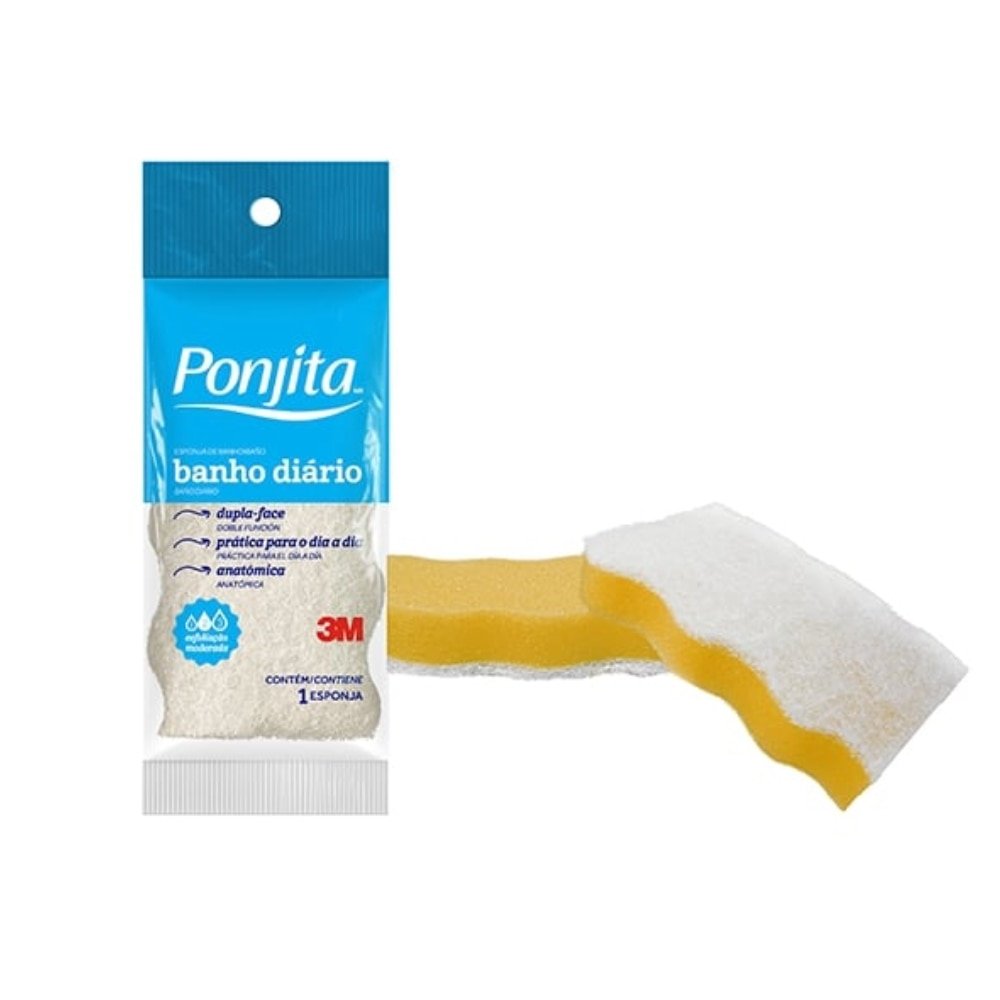 Esponja para Banho Ponjita 3M Amarela Embalagem com 24 Unidades