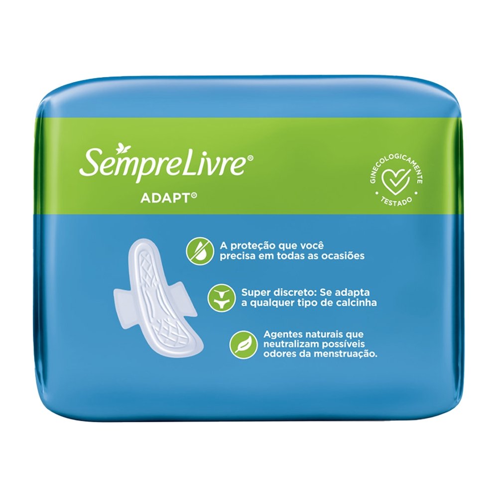Absorvente Sempre Livre Especial Adapt Suave com Abas Embalagem com 8 Unidades