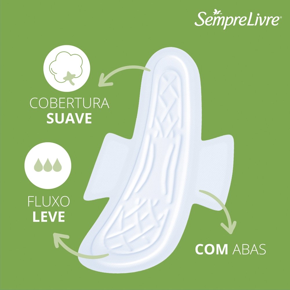 Absorvente Sempre Livre Especial Adapt Suave com Abas Embalagem com 8 Unidades