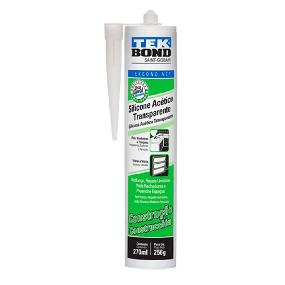Silicone Acético Tekbond Transparente 270ml/256g