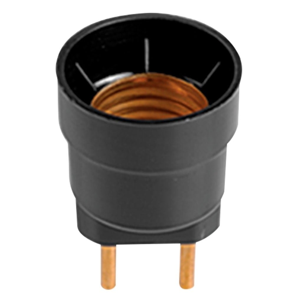 Soquete Bipolar de Nylon 150W com Pino Macho Preto 250V - Embalagem com 10 Unidades - Ilumi