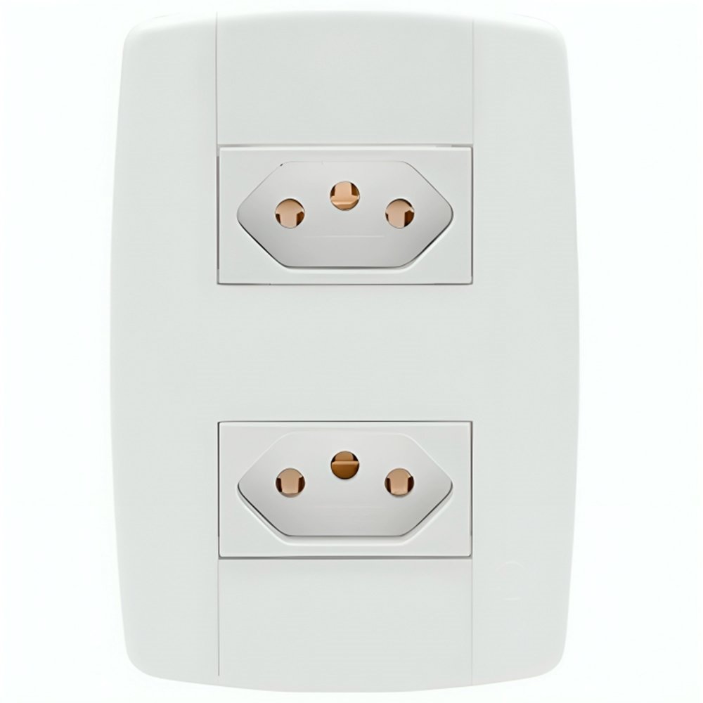 TOMADA LEV ILUMI MONOBLOCO DUPLA 2P+T 10A COM PLACA 4X2