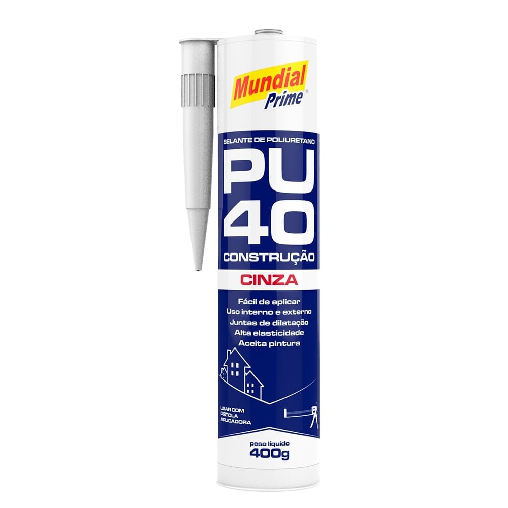 Adesivo Selante Poliuretano PU40 Mundial Prime Cinza 400g