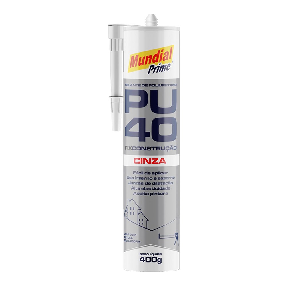 Adesivo Selante PU40 Mundial Poliuretano Prime Cinza 400g