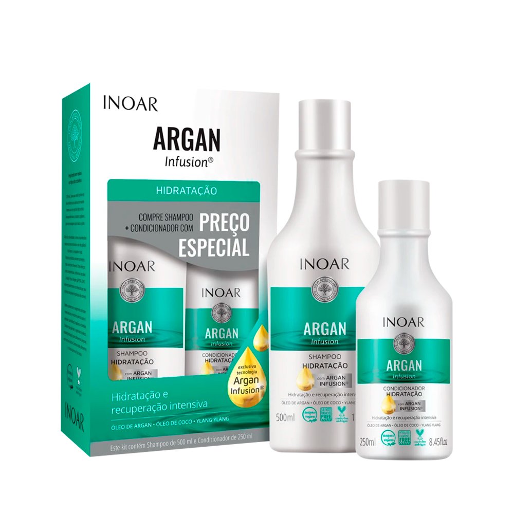 Kit Inoar Argan Inf Hidratacao Shampoo 500+Condicionador 250 Ml