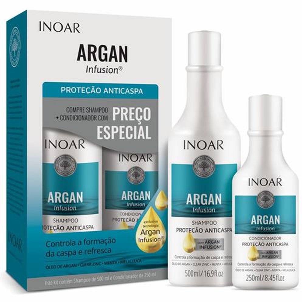 Kit Inoar Argan Infusion Anti Caspa Shampoo 500+Condicionador 250 Ml