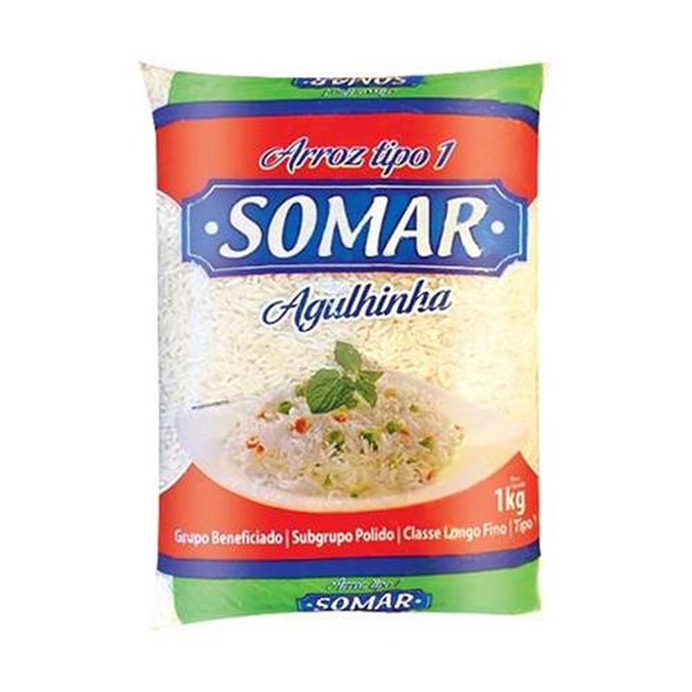 Arroz Somar Branco Tipo1 1kg - Fardo contém 30 unidades.