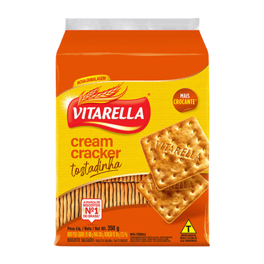 Biscoito Cream Cracker Vitarella 350G Tostadinha