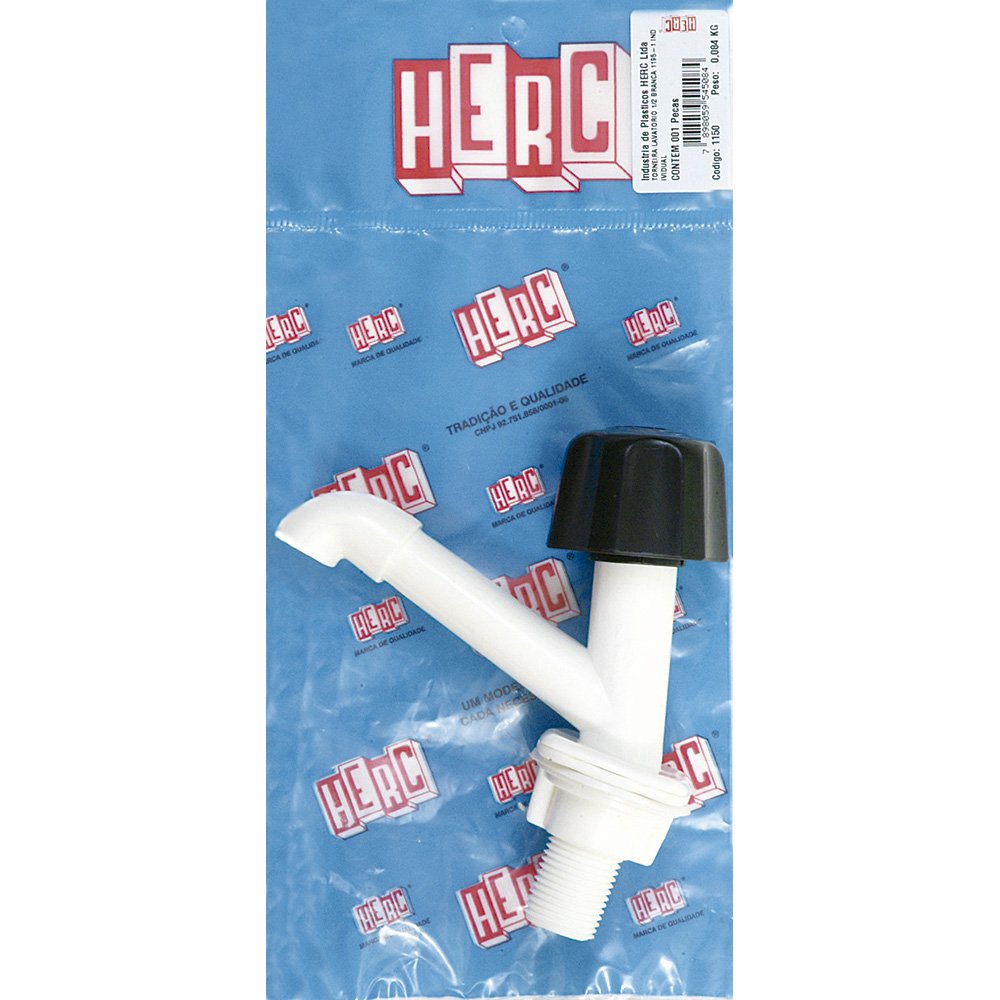 Torneira para Lavatório Herc 1195 1/2 Branca Plástico SM - Embalagem com 12 Unidades