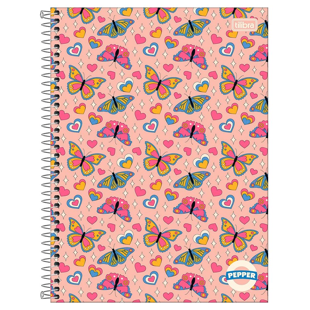 Caderno Espiral Tilibra Universitário Capa Dura Pepper 1 Matéria 80 Folhas - Embalagem com 4 Unidades (Sortidos)