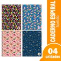 Caderno Espiral Tilibra Universitário Capa Dura Pepper 1 Matéria 80 Folhas - Embalagem com 4 Unidades (Sortidos)