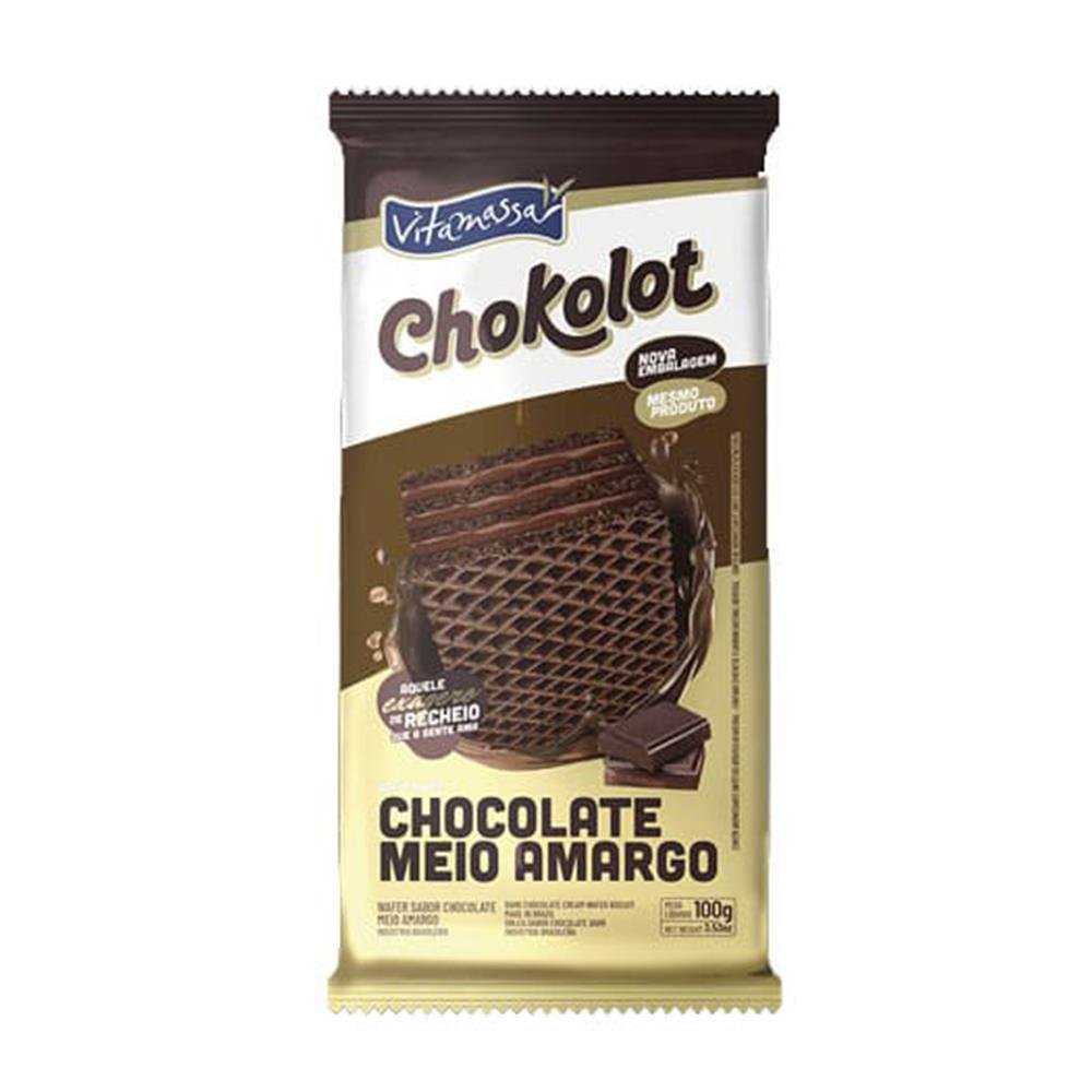 Wafer Chokolot 100g Chocolate Meio Amargo Vitamassa