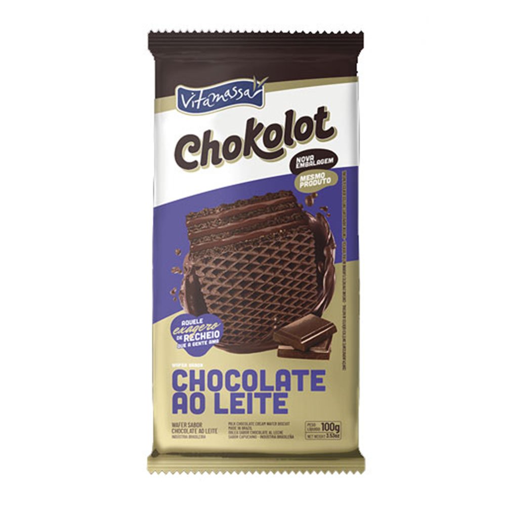 Wafer Chokolot 100g Chocolate Ao Leite Vitamassa